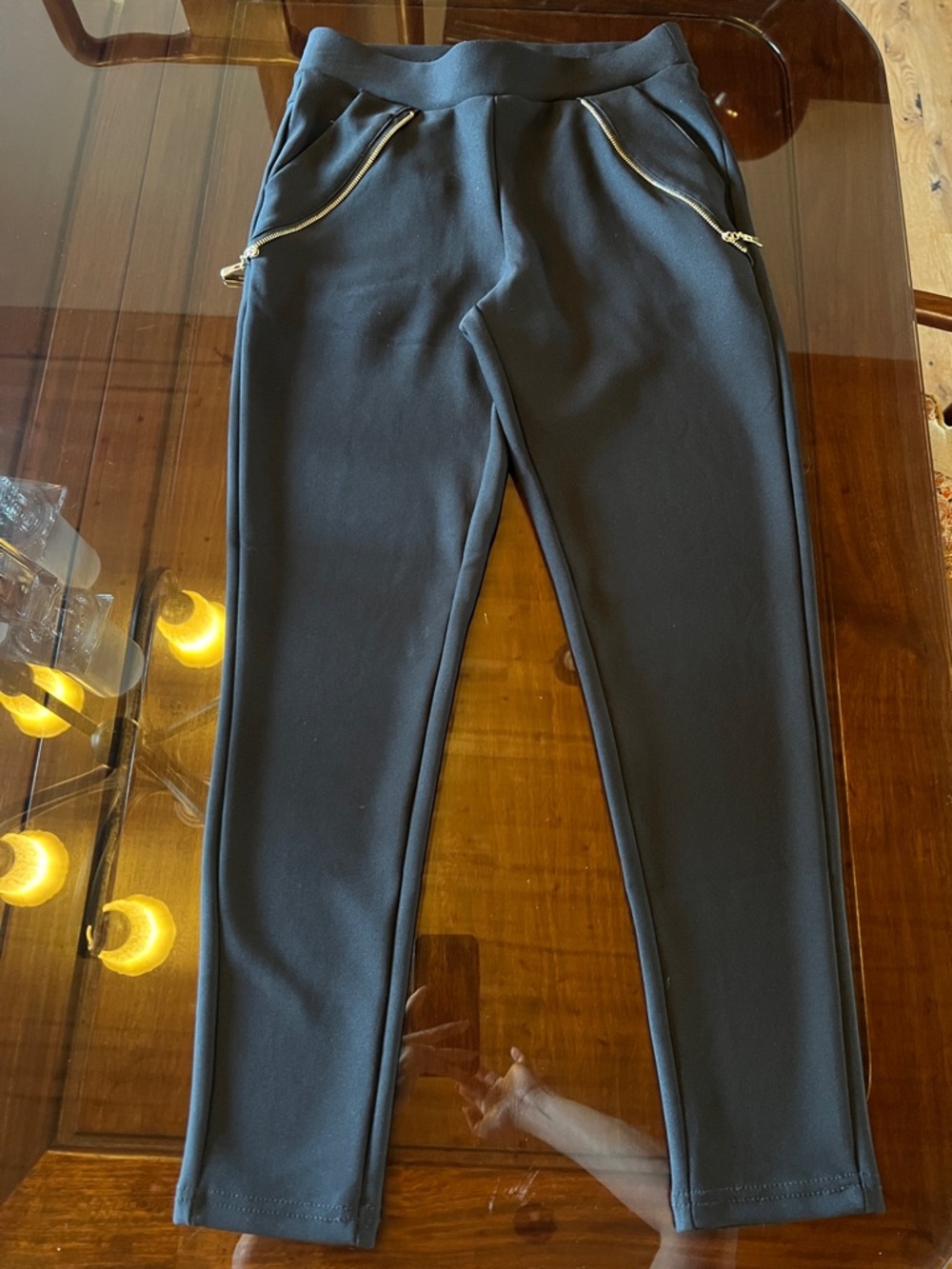 Black Zipper Pocket Ponte Joggers